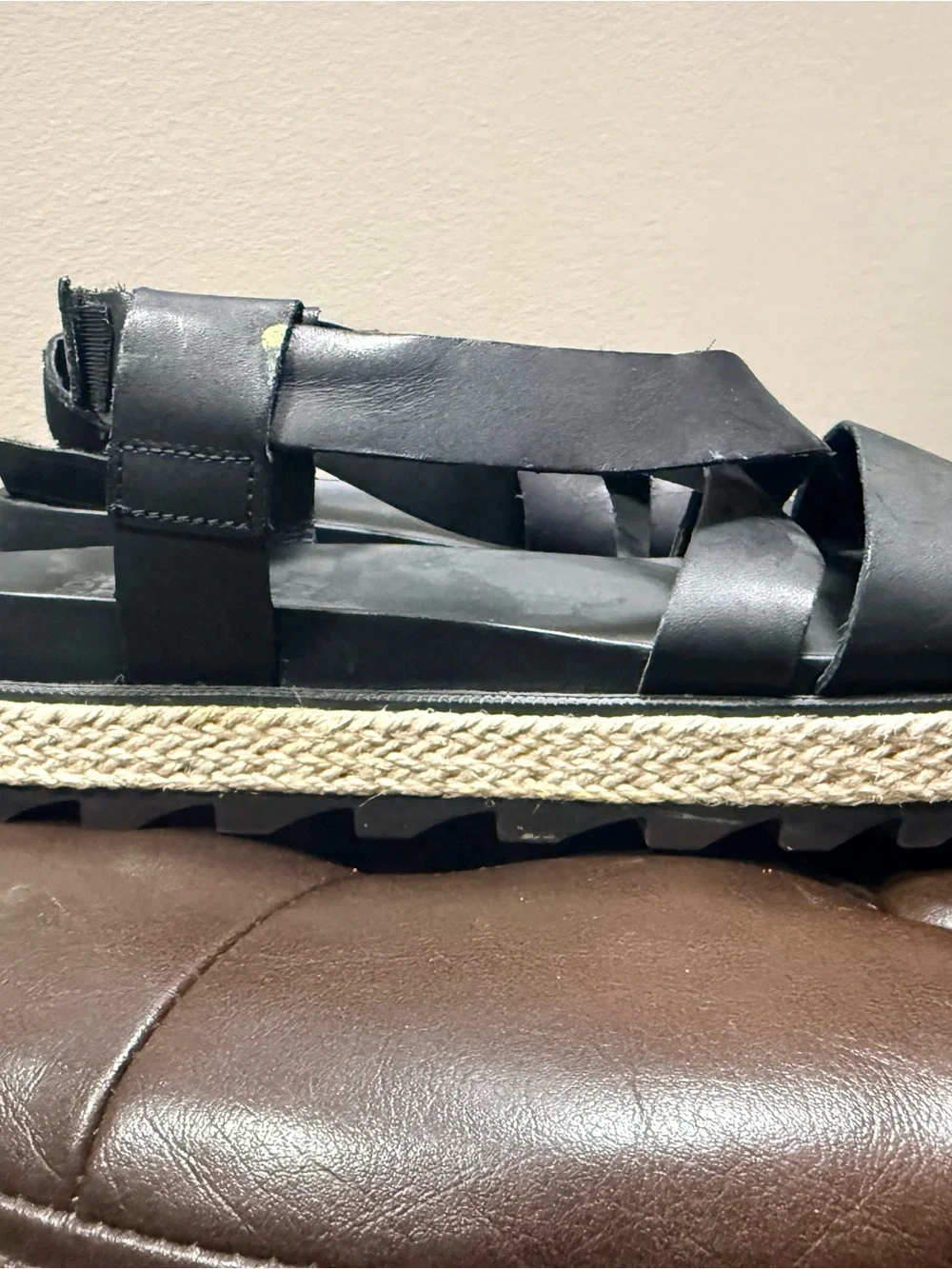 Sorel Black Espadrille-Trim Platform Sandals - Women